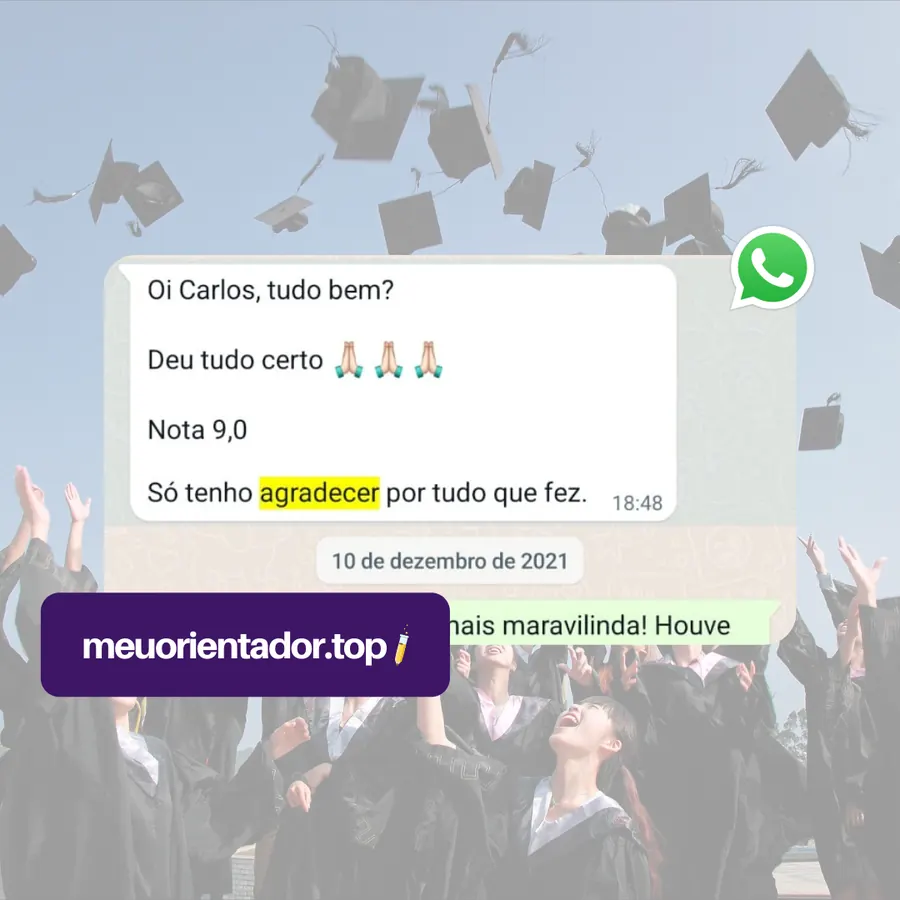 Print de aluno agradecendo o trabalho entregue