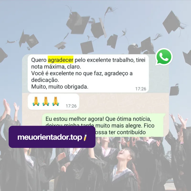 Captura de conversa de WhatsApp em que uma aluna elogia o trabalho de revisão